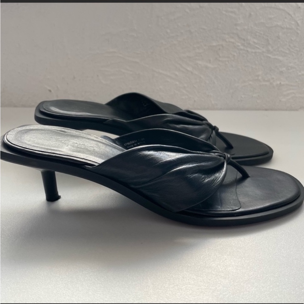 Mango Faux Leather Kitten Heels